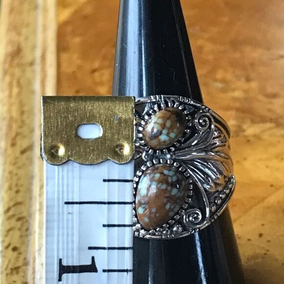 Genuine Turquoise Sterling Silver Eagle Ring Size 8 - Picture 5 of 10